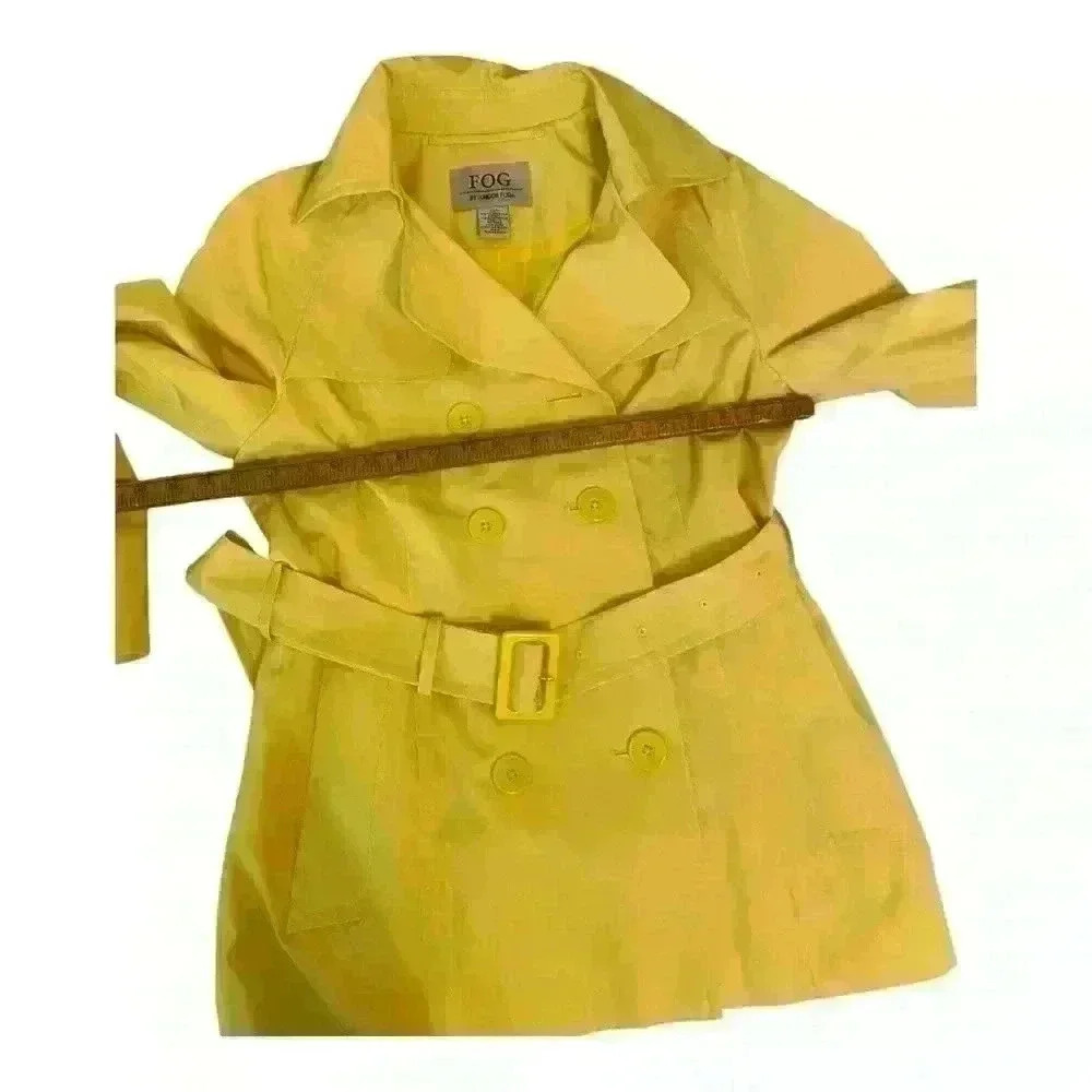 London Fog Women's Yellow Double Breasted Belted Trench Coat Size S - Picture 4 of 5
